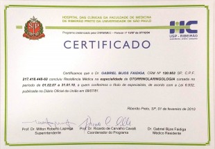 Certificado Residência Médica